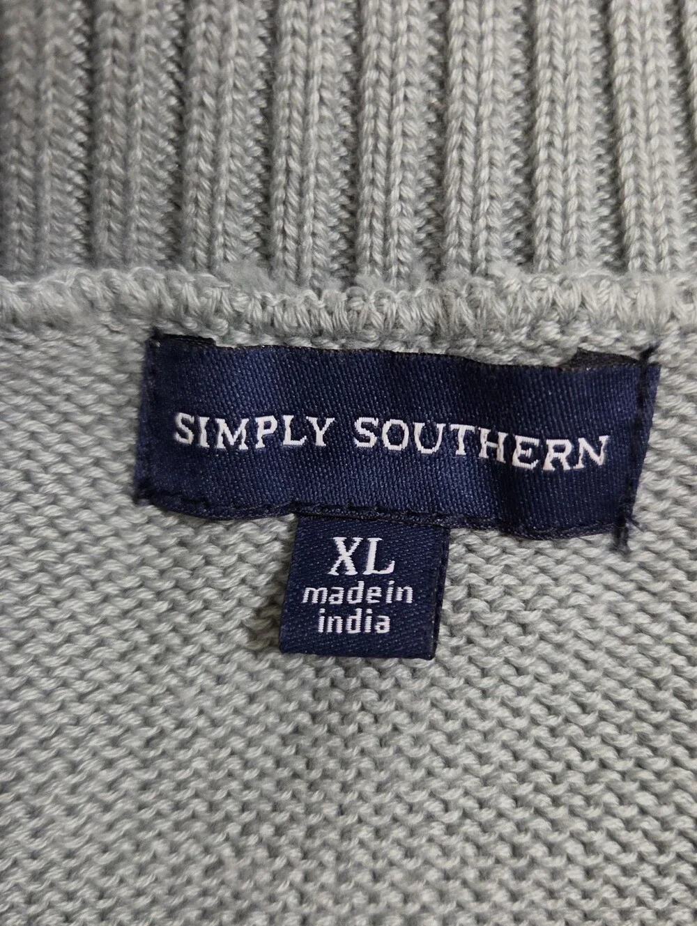 Simply Southern Men's Sweater Light Blue Crewneck with American Flag Size XL